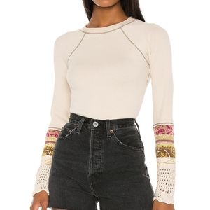 Free People Natural In The Mix Cuff Top